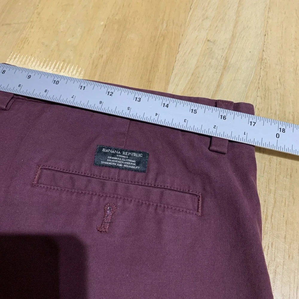 Banana Republic Fulton Skinny Chino Pants Mens 34X34  Zip Red/Burgundy